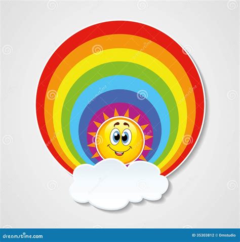 Vectorpictogram Van Regenboog Zon En Wolk Vector Illustratie