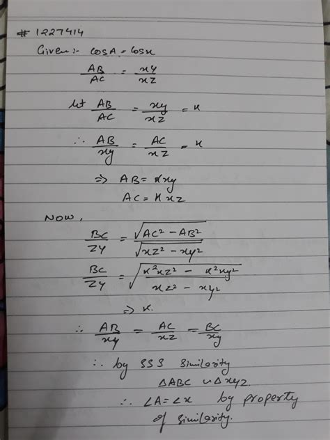 In Triangle Abc And Triangle Xyz Angle A And Angle Z Are Acute Angles