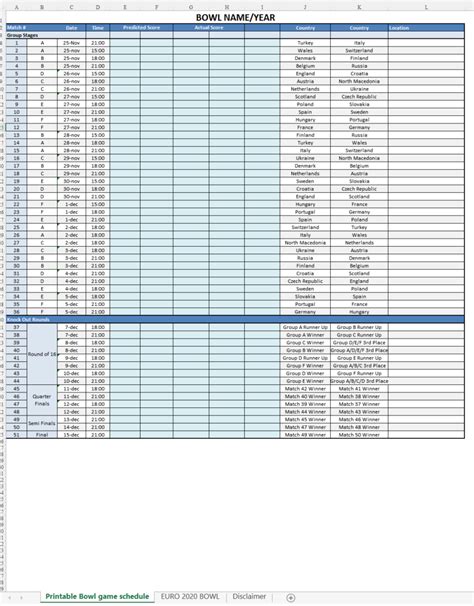 Printable List Of Bowl Games