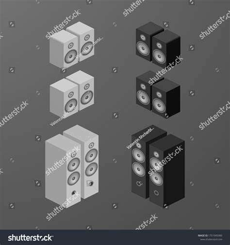 White And Black Isometric Speakers Royalty Free Stock Vector