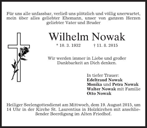 Traueranzeigen Von Wilhelm Nowak Trauer Merkur De