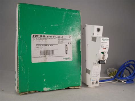 Schneider RCBO 16 30mA Type C 16A Acti9 IC60H Merlin Gerin A9D11816