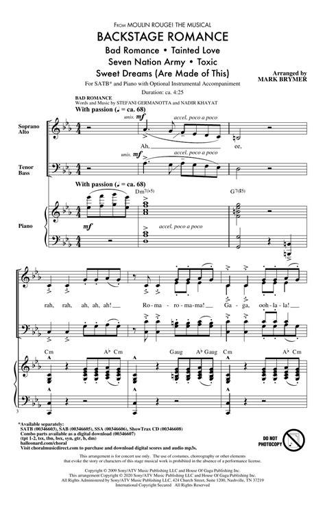 Backstage Romance From Moulin Rouge The Musical By Mark Brymer Sheet Music For Satb Choir At