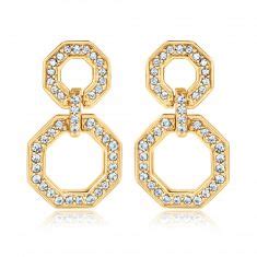 1 3ctw Diamond Double Octagon Yellow Gold Drop Earrings REEDS Jewelers