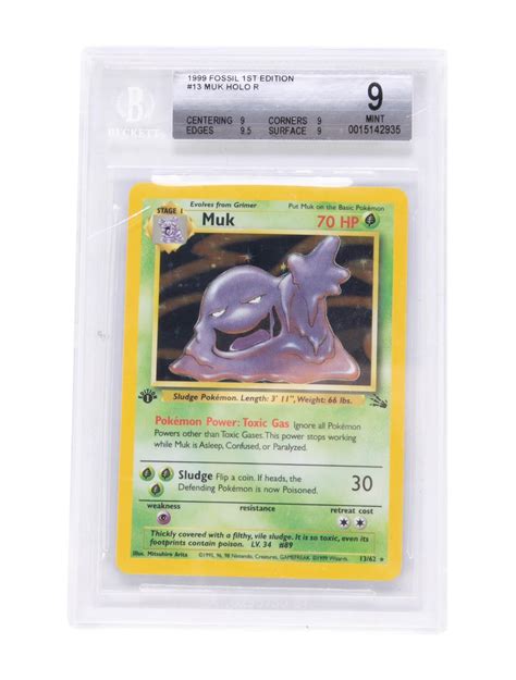 Trading Cards 1999 Pokemon Muk BGS 9 Fossil 1st Edition Holo 13