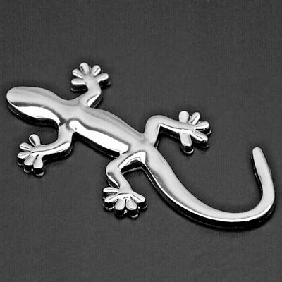 D Lizard Gecko Silver Metal Decal Badge Logo Emblem Race Car Sticker