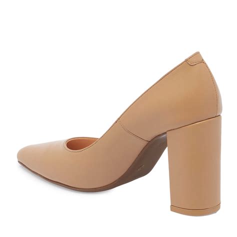 Nude Deri Kad N Topuklu Ayakkab K S Ay Q J Tergan