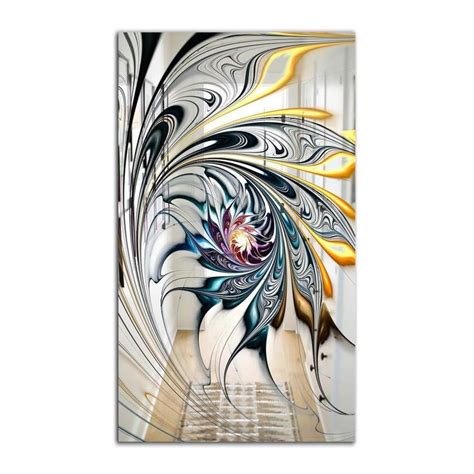 Designart Designart White Stained Glass Floral Art Modern And Mirror