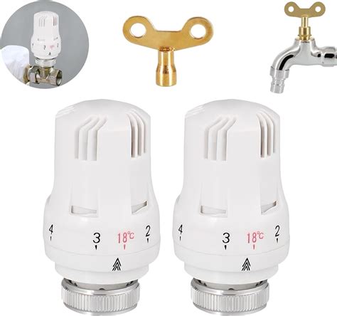 Leogony 2pcs Thermostatic Radiator Valve With 2 Keys Radiator Knob Replacement Head Trv Valves