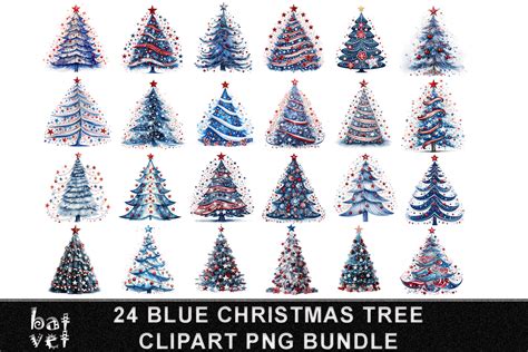 Blue Christmas Tree Clipart Bundle PNG Graphic by BatVet · Creative Fabrica