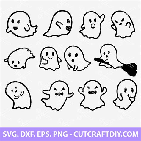 Cute Ghost Svg Ghost Svg Bundle Halloween Svg Cut File