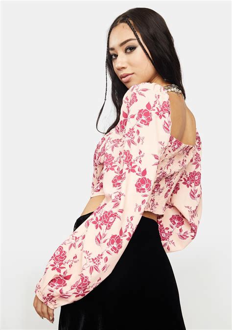 Glamorous Peach Pink Floral Top Dolls Kill