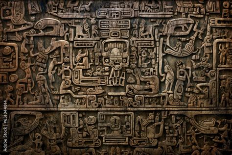 Ancient Mayan glyphs texture background, elaborate and symbolic ...