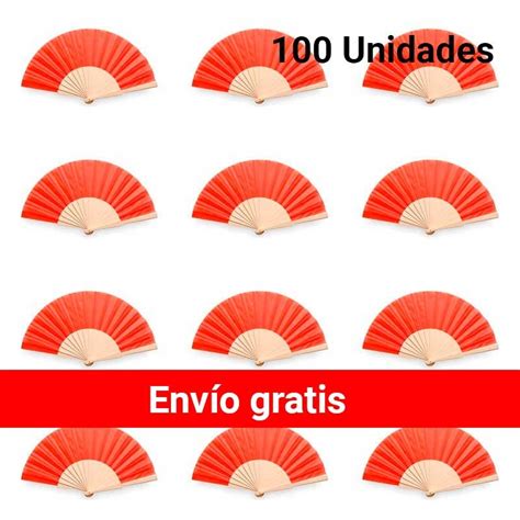 100 Unidades De Abanico Rojo De Madera Regalos Gourmet Online