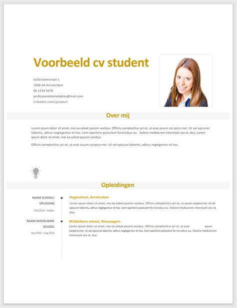 Gratis Cv Maken Voorbeeld Student Beaks Nl