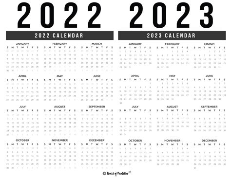 2022 2023 Calendar Free Printables - World of Printables