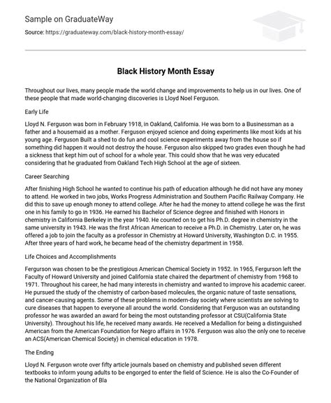 ⇉Black History Month Essay Essay Example | GraduateWay