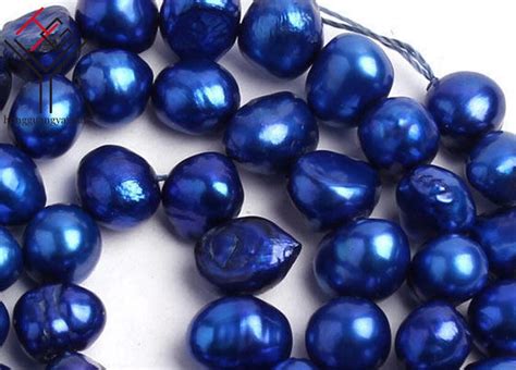 One Strands Real Pearl 6 7mm Deep Blue Pearl Flat Baroque Natural Freshwater Pearl Loose Beads