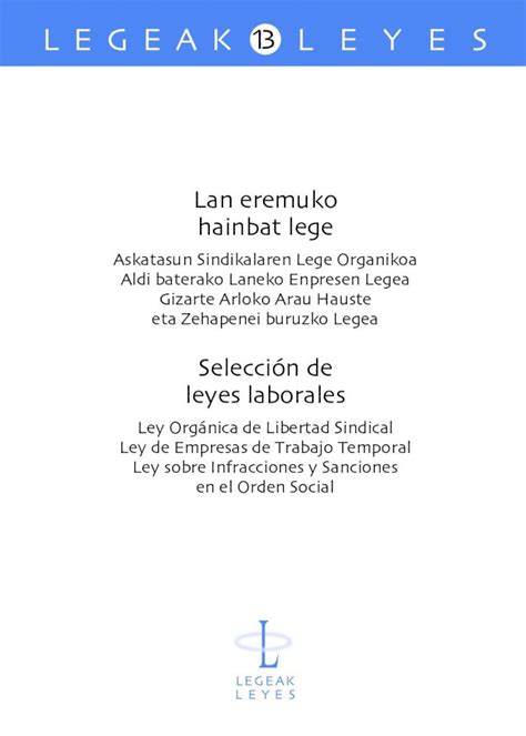 PDF Lan eremuko hainbat lege Selección de leyes laborales leyes