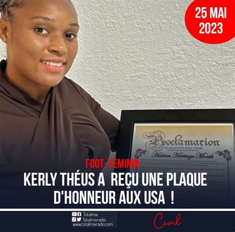 FOOT FÉMININ KERLY THÉUS A REÇU UNE PLAQUE D HONNEUR AUX USA