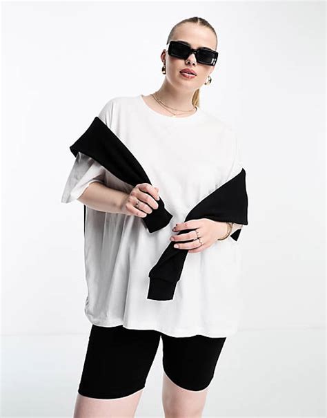 Asos Design Curve Oversized T Shirt In White Asos