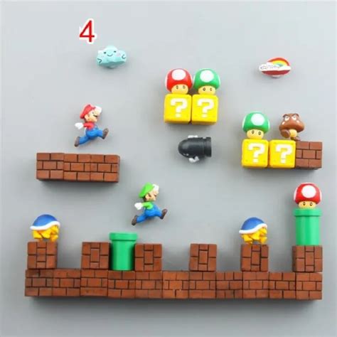 Fridge Magnets Super Marios Siuts Green Mario Magnet Bricks Bullets