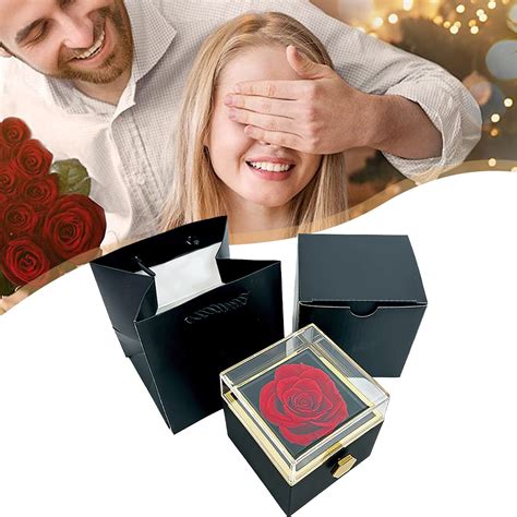 Elapind Jewelry Organizer, Rotating Rose Jewelry Box, Keepsake Gift for