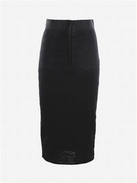 Dolce And Gabbana Lace Pencil Skirt With Corset Detail Black Editorialist