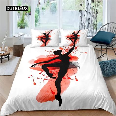 Ballet Dancer Duvet Cover Set Cartoon Dancer Girly Bedding Set Beauty