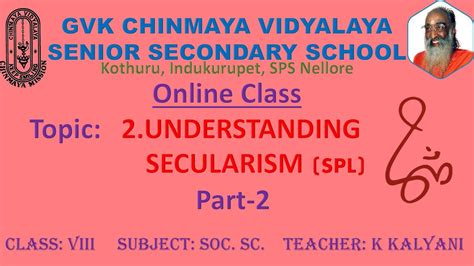 Gvkcv Online Classes 2 Understanding Secularism Part 2 Class Viii