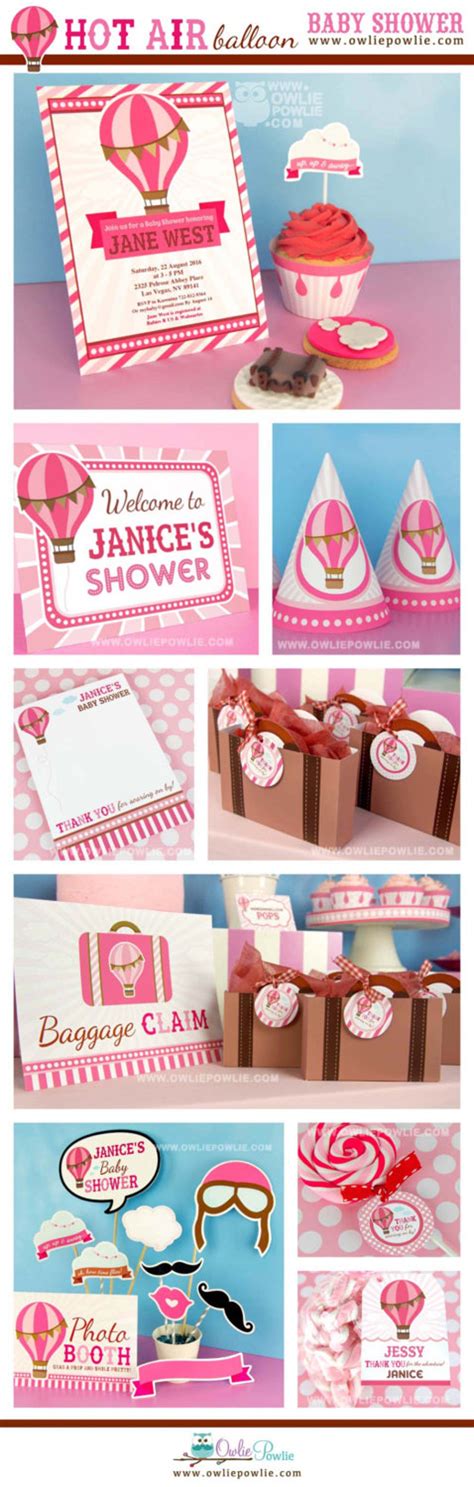 Hot Air Balloon Pink BABY Shower Party Printable Package Etsy