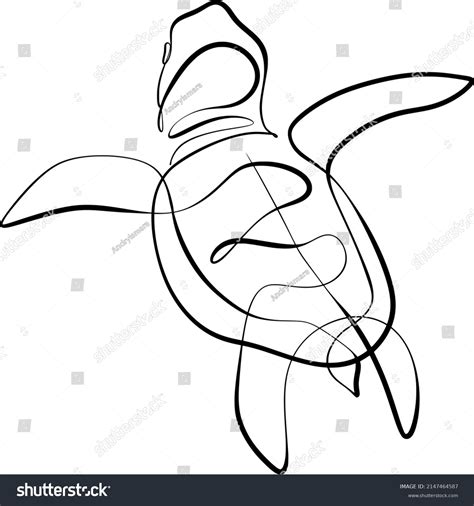 Continuous Line Art Turtle Swimming Stock Vector (Royalty Free) 2147464587 | Shutterstock