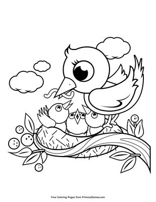 Baby Bird Nest Coloring Pages Coloring Pages