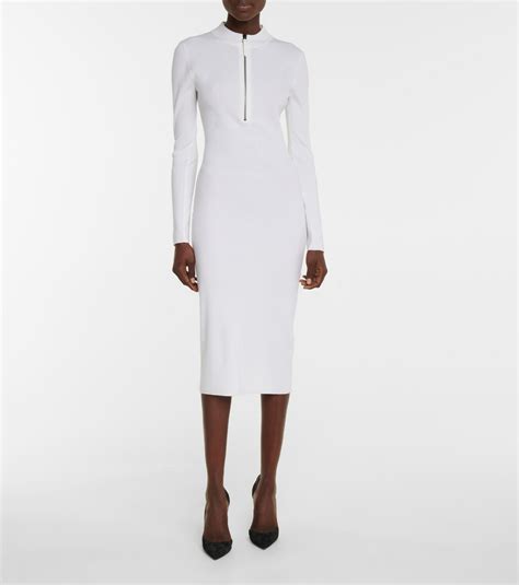 Tom Ford Ribbed Knit Wool Blend Midi Dress Tom Ford