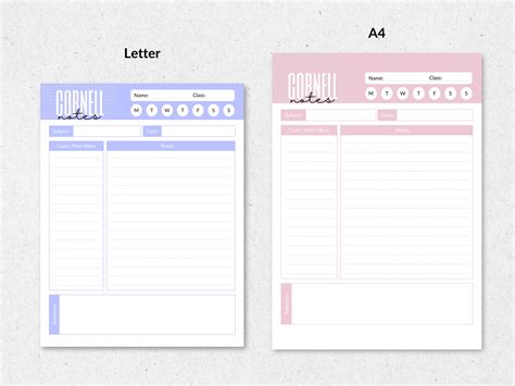 Editable Cornell Notes Template, Cornell Template, Cornell Method