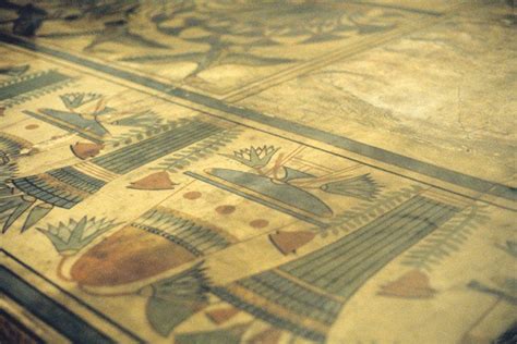 The painted floor of Akhenaten's palace, at Akhetaten, illustrates ...