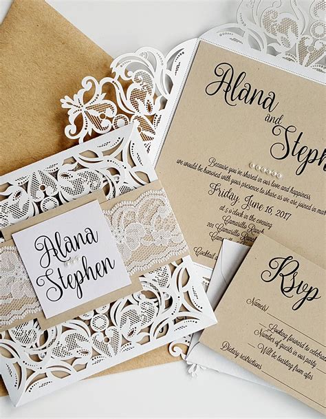 White Lace Wedding Invitations - Decorate