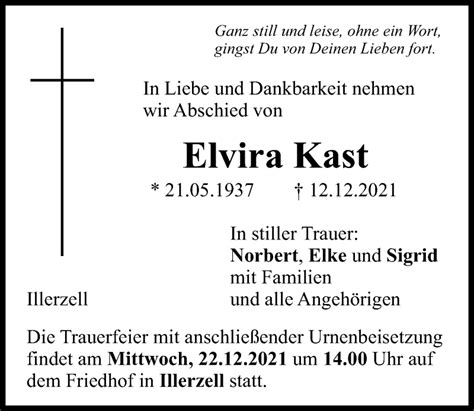 Traueranzeigen Von Elvira Kast Allg Uer Zeitung