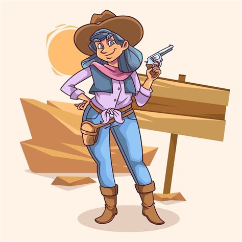 Ilustra O De Desenho Animado De Cowgirl Desenhada Vetor Gr Tis