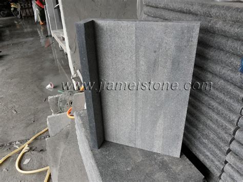 G684 Black Granite Coping Stone Rebated With Drop Down Faces Black