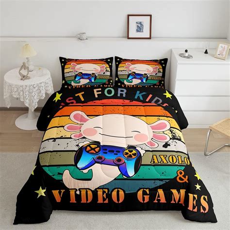 Juego De Ropa De Cama Para Gamer Juego De Edred N De Axolotl Individual