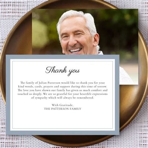 Elegant Script Custom Message Funeral Photo Thank You Card Zazzle