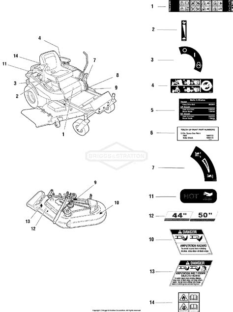 Snapper 5900609 Zt19441kwv 44 18 Hp Ztr Fastcut Series 1 Parts Diagram For Export Decals