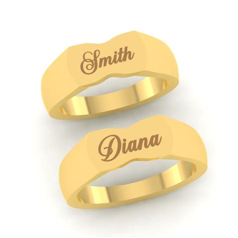 Crafty Name Engraved Gold Couple Bands