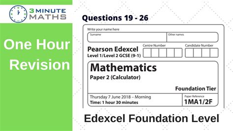 Edexcel GCSE Foundation Maths Paper 2 June 2018 Questions 19 26