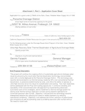 Fillable Online Water Ca Attachment Part I Application Cover Sheet