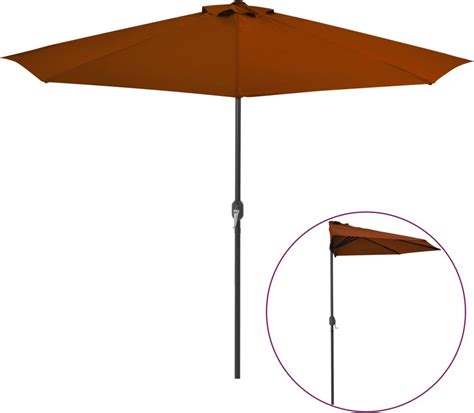 Prolenta Premium Balkonparasol Half Met Aluminium Paal 300x150x253 Cm