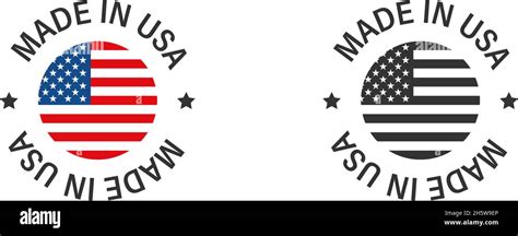 Made In USA Badge Set Of Labels American Icon Flat Vector