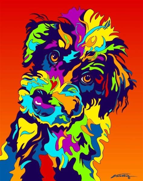 Multi Color Schnoodle Dog Breed Matted Prints And Canvas Giclées Pop