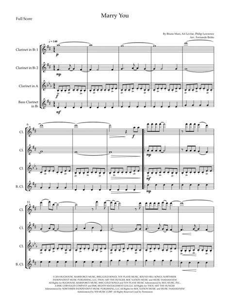 Marry You Arr Fernando Britto Sheet Music Bruno Mars Woodwind